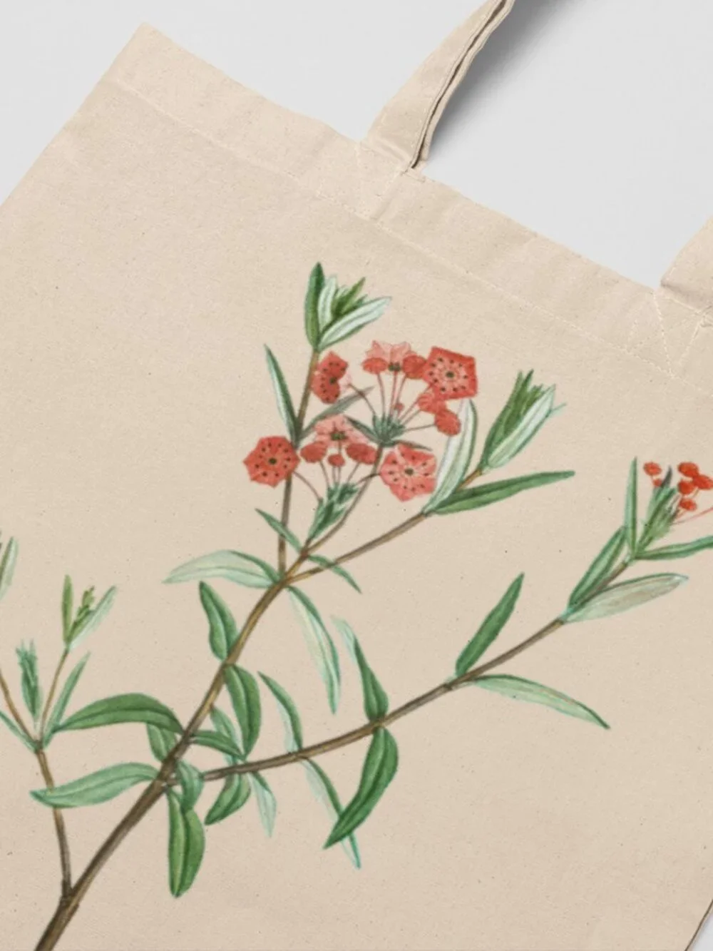 Swamp Laurel Vintage Floral Print Graphic Canvas Tote Bag